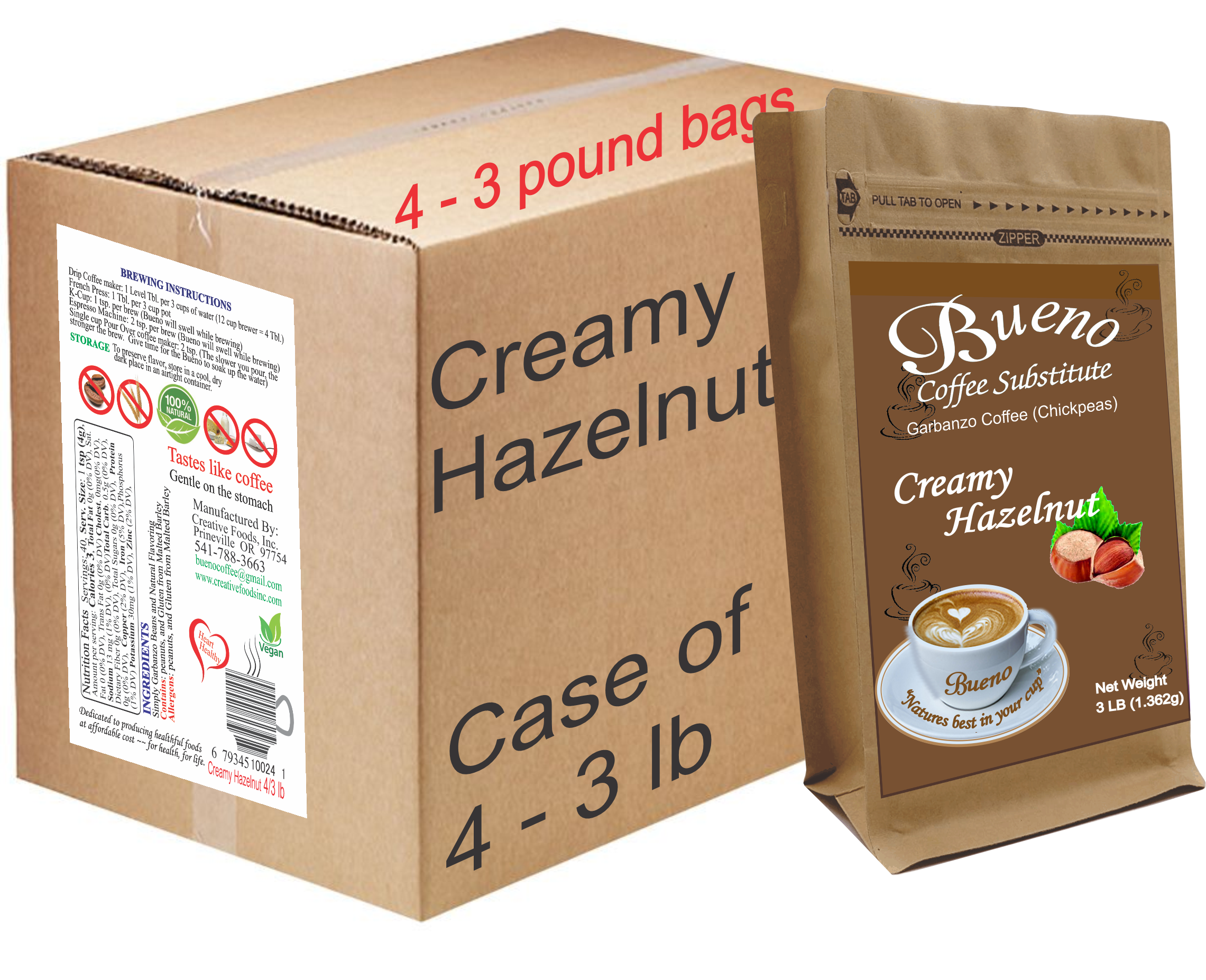 Creamy Hazelnut - case of 4 - 3 pound packages Creamy Hazelnut - case of 4 - 3 pound packages
