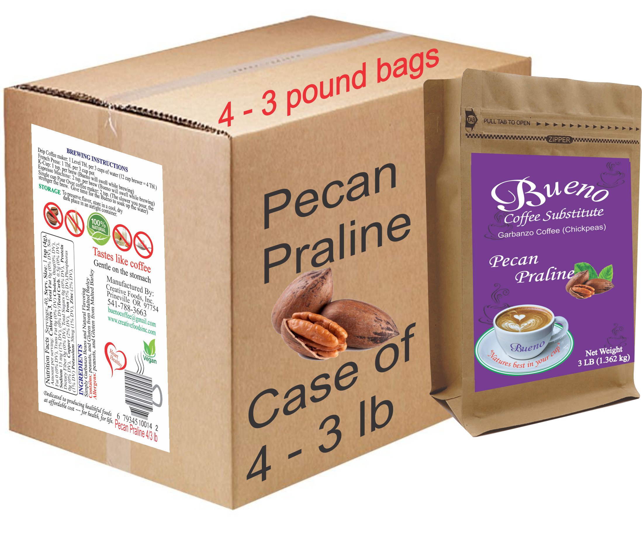 Pecan Praline - case of 4 - 3 pound packages - Click Image to Close