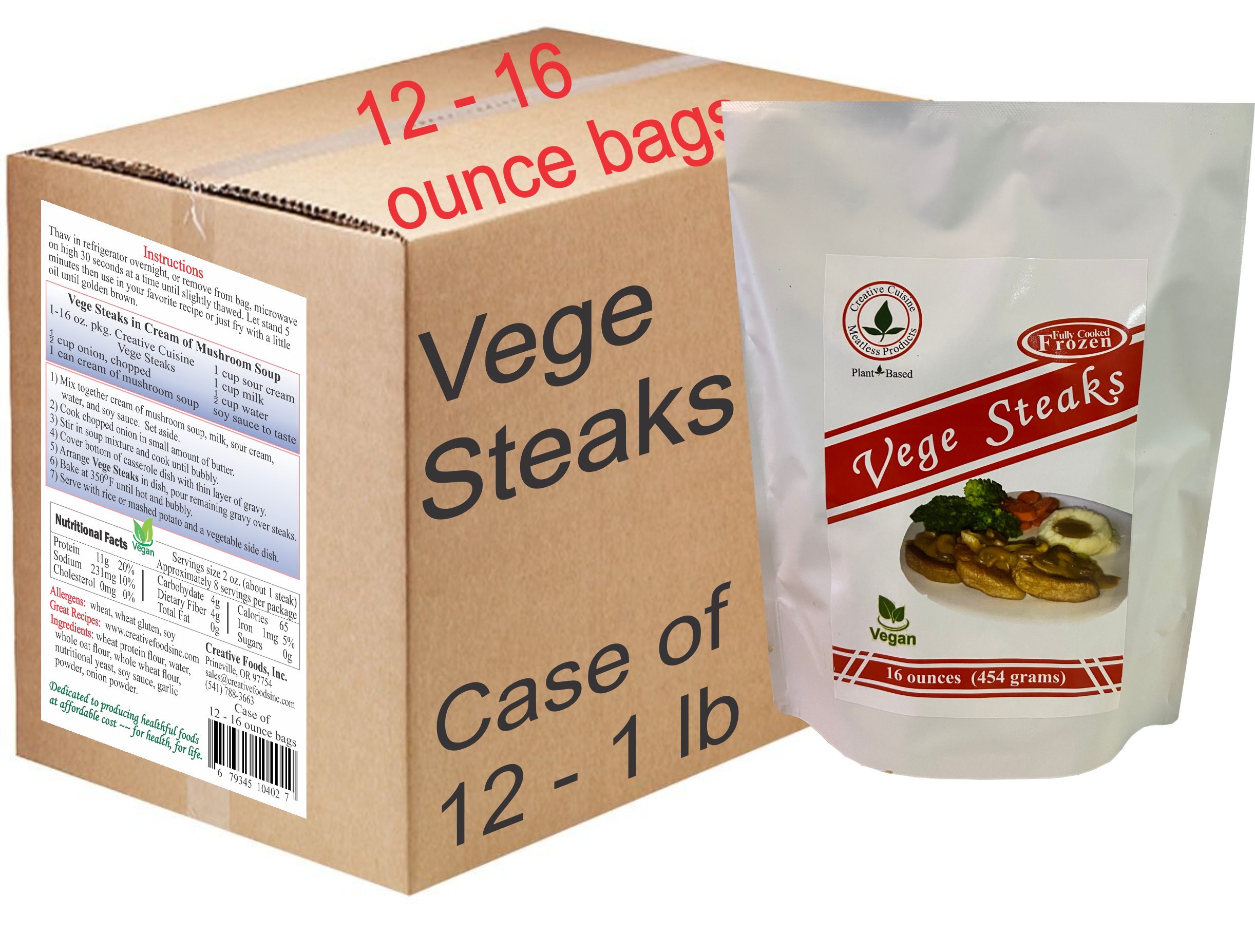 Vege Steaks-Case of 12 - 16 ounce pkgs FROZEN Vege Steaks-Case of 12 - 16 ounce pkgs FROZEN